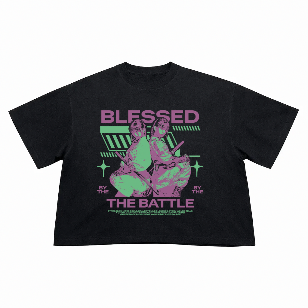 T-Shirt Crop Fit Streetwear “Blessed The Battle”