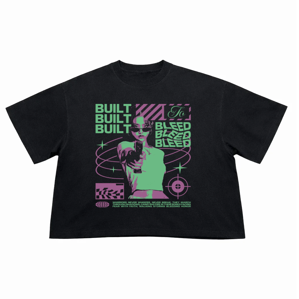 T-Shirt Crop Fit Streetwear “Built Bleed”