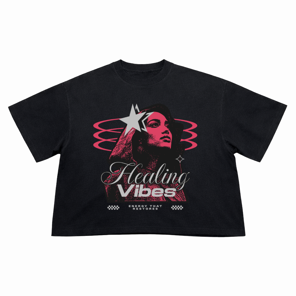 T-Shirt Crop Fit Streetwear “Healing Vibes”