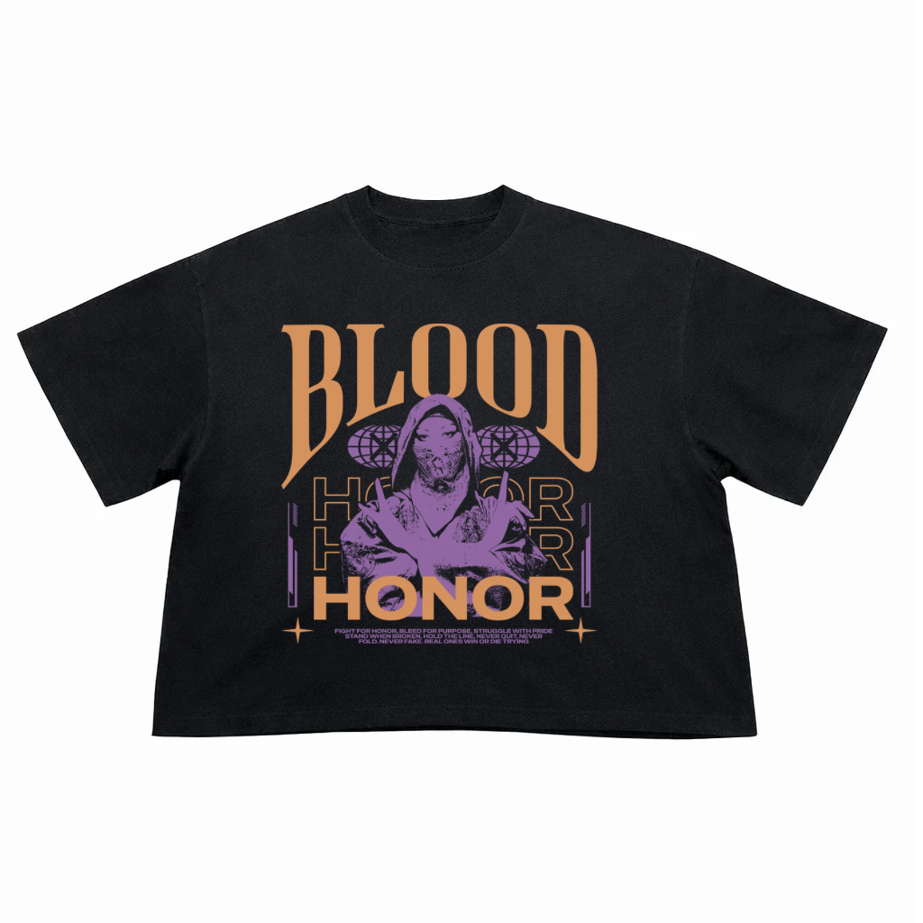 T-Shirt Crop Fit Streetwear “Blood Honor”