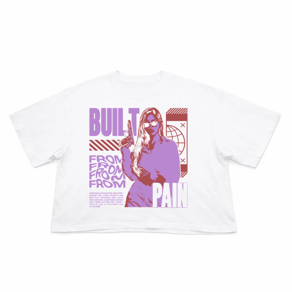T-Shirt Crop Fit Streetwear “Built Pain”