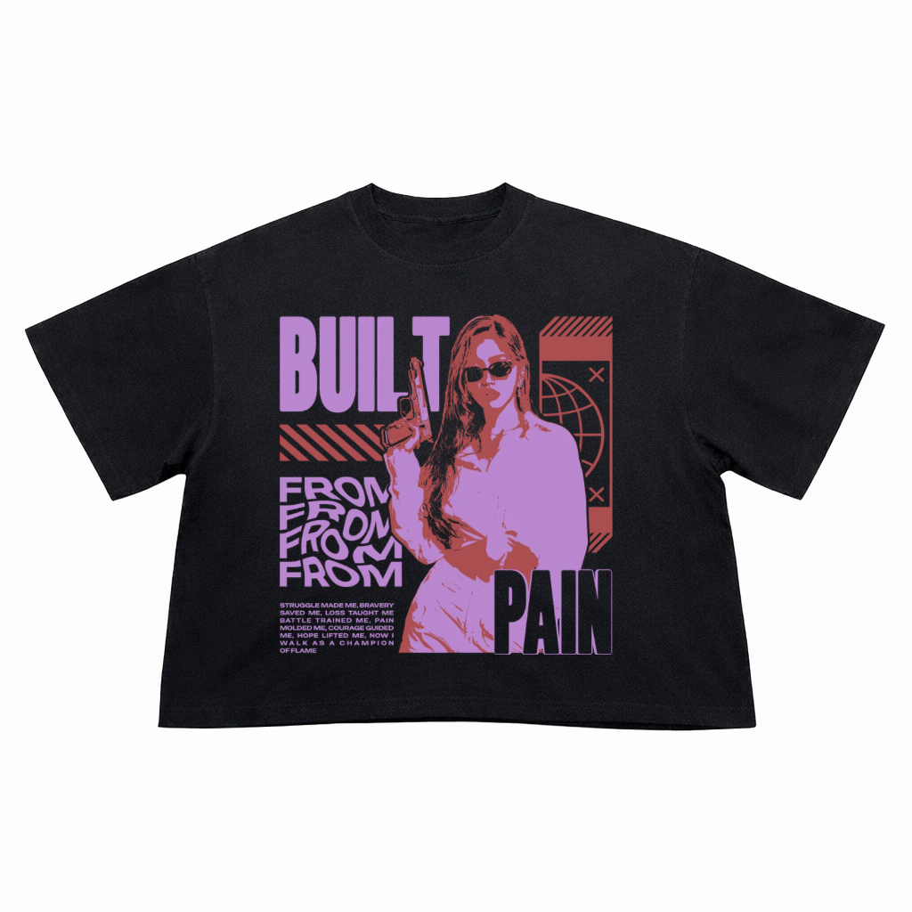 T-Shirt Crop Fit Streetwear “Built Pain”