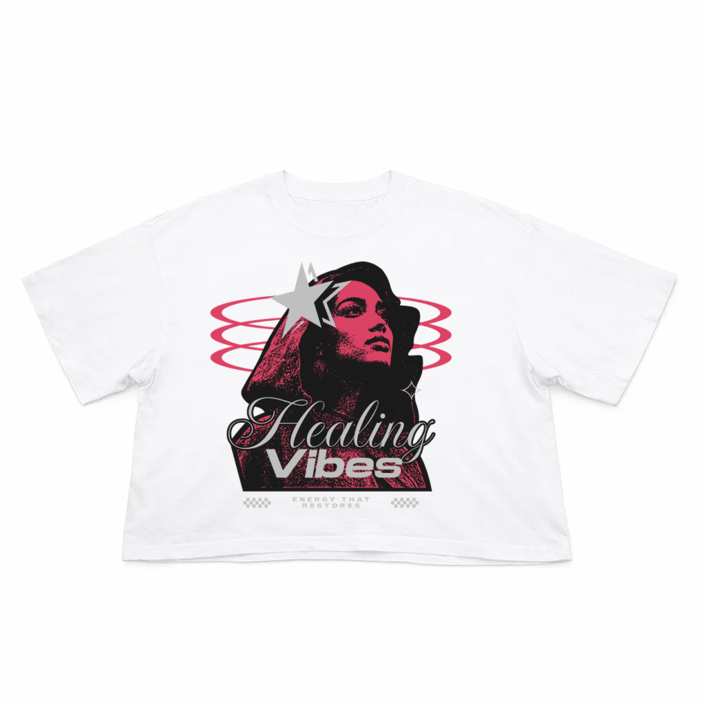 T-Shirt Crop Fit Streetwear “Healing Vibes”