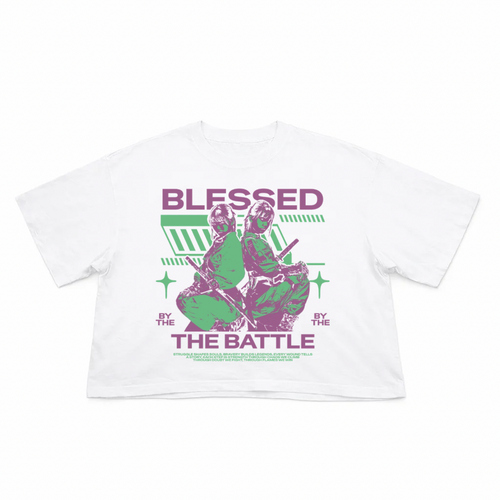 T-Shirt Crop Fit Streetwear “Blessed The Battle”